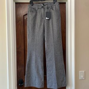 The Kooples Wool Blend Flare Checked Pants black & white fr 40 US 8 NWT MSRP 345